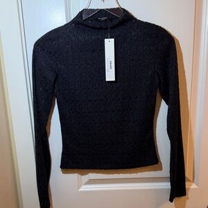 The Workshop Women’s Black Ribbed Long Sleeve Top Size Medium